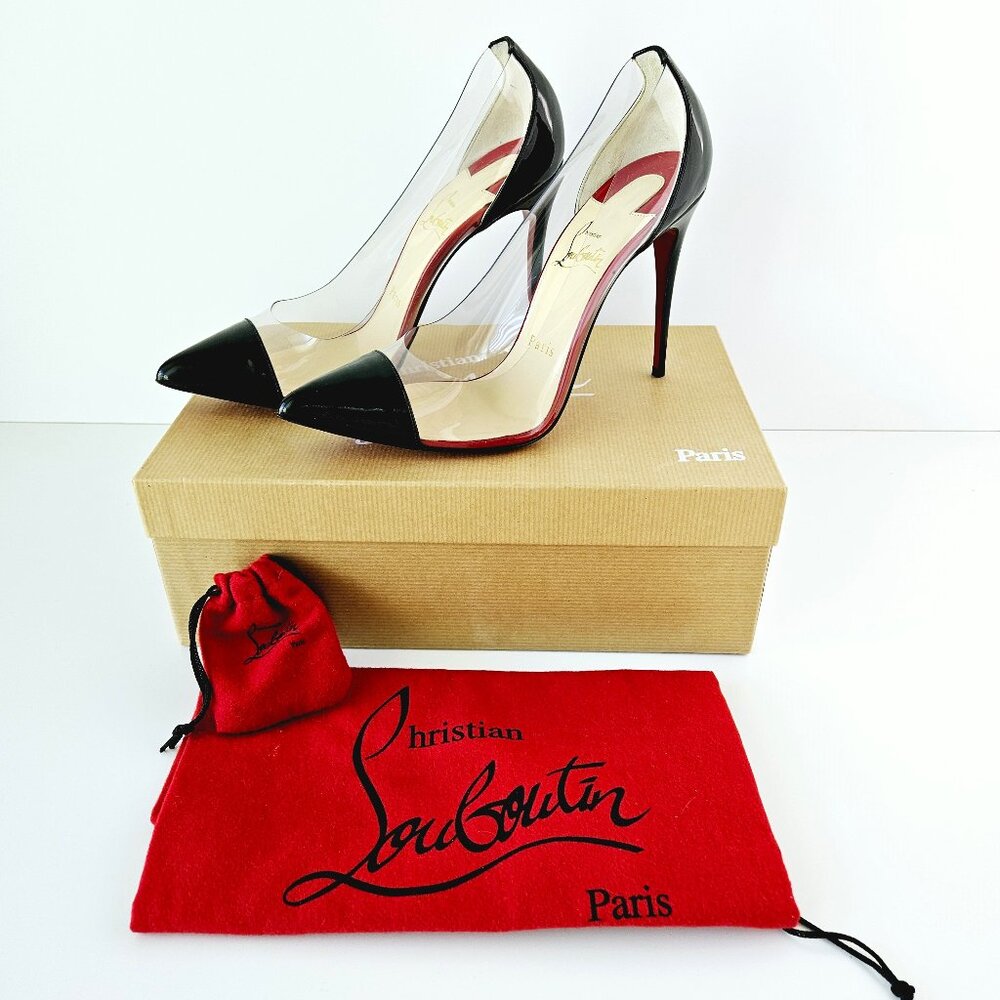 Christian Louboutin Debout Black Patent 100MM 37.5